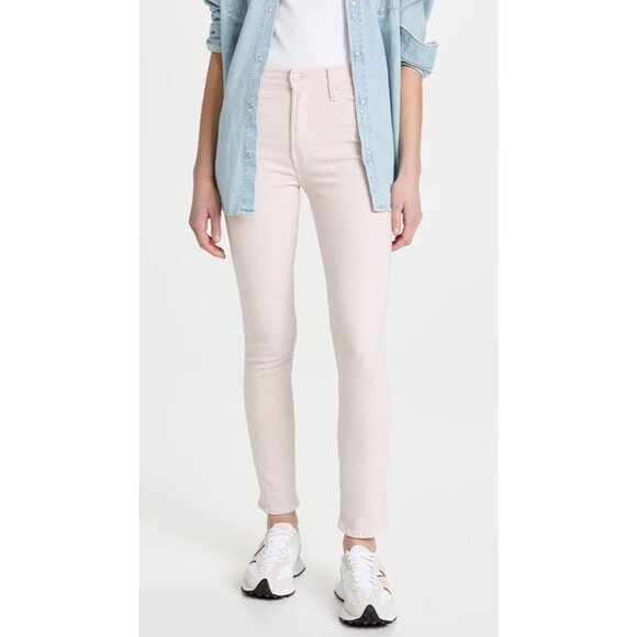 MOTHER The Dazzler Hover Pale Peach Pink High Rise Skinny Jeans, Size 27 - Picture 2 of 16